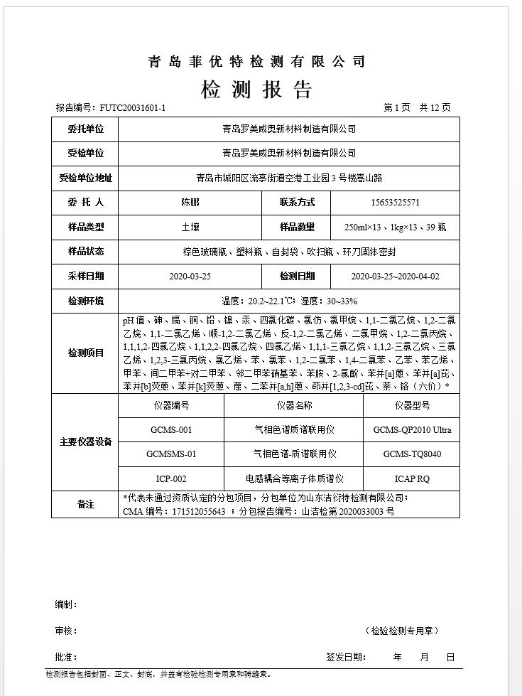 青岛罗美银河集团新材料制造有限公司土壤监测报告(2020年度)(图2)